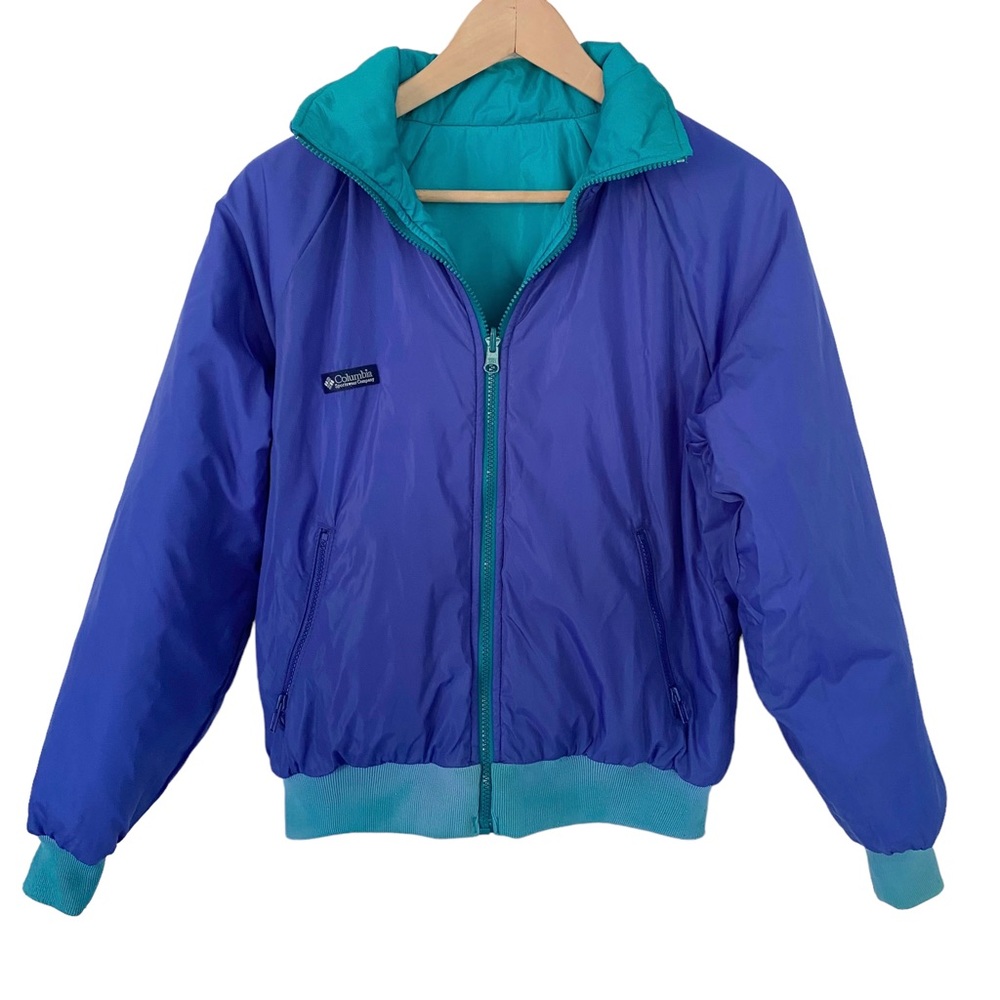 Vintage Columbia Winter Coat Womens Size Large Reversible Snow Puffy Crop Jacket